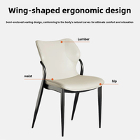 Chaise de salle à manger minimaliste moderne avec dossier rembourré en cuir, structure en acier – Design de luxe léger pour la maison et les cafés