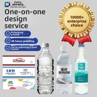 Étiquettes personnalisées pour eau minérale et boissons, film thermorétractable, base en glassine, impression couleur, impression de logo recto-verso