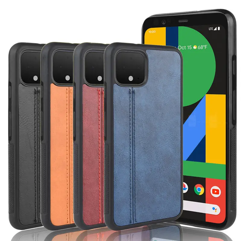 For Google Pixel 3 3XL 3A 6 Pro Luxury Calfskin PU Leather Lines Hard Back Cover Case For Google Pixel 4 4XL 4A 5 5A Phone Cases