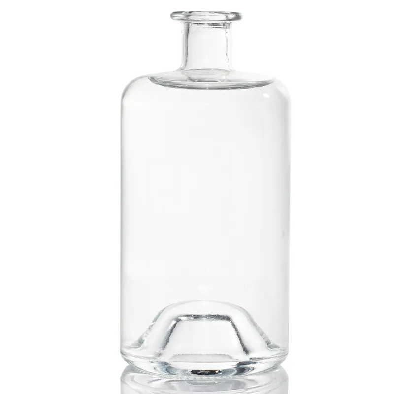 Benutzer definierte Kräuter flasche angehoben Boden Super Flint Glas runde Flasche Spirit Whisky 750ml Honig öl Wodka Gin Tequila mit Kork deckel