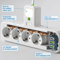 Prise de conversion domestique personnalisée par le fabricant, norme européenne, 10A, avec 3 ports USB et 1 port Type-C, IP44, pour la Corée du Sud