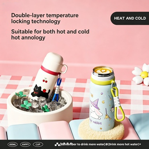 Tazza Termica Antigraffio da 450ML in Acciaio Inox 316, Bottiglia Isolata con Simpatico Design Cartoon e Cinturino Intrecciato per il Pendolarismo Quotidiano - Product Image 3