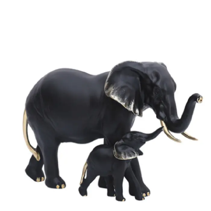 2022 RESIN WHITE BLACK GOLDEN WALKING TIER KLEIN ELEFANT FAMILIE MOM DAD BABY SKULPTUR GESCHENK SOUVENIR HOME DECORATION TOY