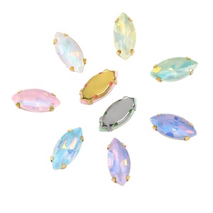 3D Glass Rhinestones protein Mocha màu navette Shape SEW-on kỹ thuật với kim loại Claw cho may trang trí - Product Image 4