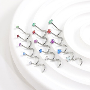 Piercing de nez en acier chirurgical 316L avec <span class=keywords><strong>opale</strong></span>, à vis, hypoallergénique, pour peaux sensibles, personnalisable pour femme - Product Image 2