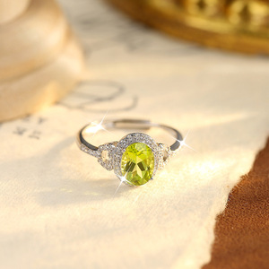 9 Fine 925 Silver 6*8mm Oval cut Amethyst <b>Adjustable</b> <b>Rings</b> <b>Adjustable</b> Natural Stones High Quality Gemstone Olivine Stone Jewelry - Product Image 5