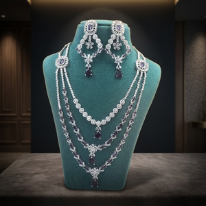 Parure de bijoux en cristal flocon de neige plaqué argent, collier et boucles d'oreilles pour femme, mariage, classique, alliage, strass, mode - Product Image 3