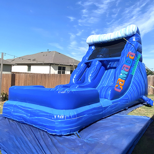 Tobogán Inflable Personalizado <span class=keywords><strong>con</strong></span> Diseño de Olas Marinas en Azul Mármol, <span class=keywords><strong>con</strong></span> <span class=keywords><strong>Piscina</strong></span>, para Diversión al Aire Libre en <span class=keywords><strong>Verano</strong></span>, Ideal para <span class=keywords><strong>Alquiler</strong></span> - Product Image 1