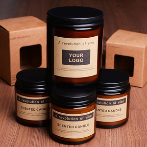 Vela Aromática Cilíndrica Marrón Hecha a Mano, Estilo Minimalista con Tapa - Product Image 1