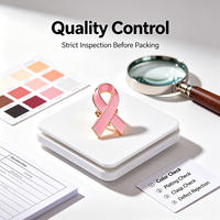 Accessoires de sensibilisation au cancer du sein : Épingles, broches et badges roses en forme de ruban de l'espoir pour le Mois des Survivants, destinés aux collectes de fonds et aux bénévoles