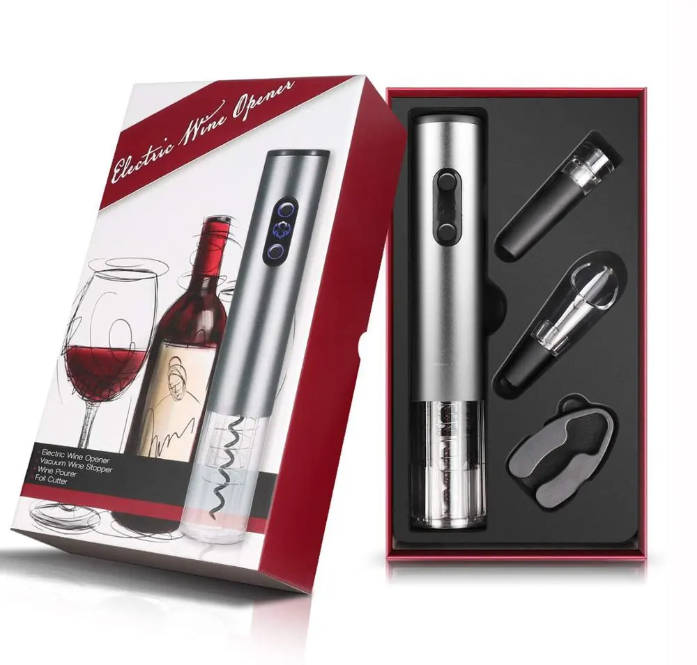 2022 wine accessories Popular And Trending Product Automatic Dry Battery Operated Electric Corkscrew Wine Opener Gift Set