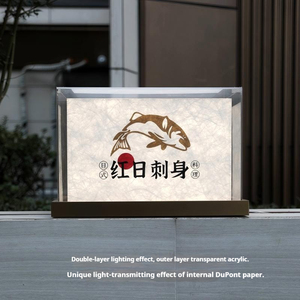 Boîte à lumière suspendue en papier Tyvek double couche, acrylique, avec base brossée plaquée titane, double face, étanche, panneau LED 5000 - Product Image 3