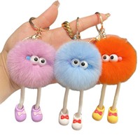 Groothandel Schattige Cartoon Kunstbont Langbenige Kleine Kolenbal Auto Sleutelhanger Bal Kleine Hangende Pluche Tas Charm Figuur Pop