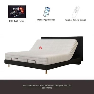 Cadre de lit électrique intelligent réglable en cuir luxueux et moderne |   Lit plateforme zéro gravité avec chargement USB |   Très résistant - Product Image 6