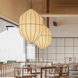 Lampe suspendue de style chinois, ovale, diamètre 25cm, lumière LED chaude, pour restaurant, hôtel, salon, chambre à coucher - Product Image 3