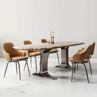 Table et chaises de salle à manger ensemble de table à manger de luxe avec cadre doré table de salle à manger moderne en marbre