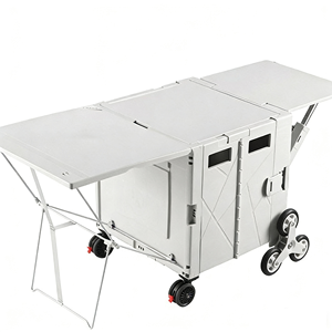Chariot <span class=keywords><strong>de</strong></span> courses pliable léger avec roues tout-terrain et porte-gobelet intégré pour le camping et les courses - Product Image 1