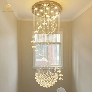 Benutzer definierte große Gold moderne Kristall Kronleuchter LED Treppe Hotel Esszimmer Pendel leuchten - Product Image 2