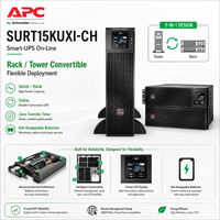 ИБП APC SURT15KUXI-CH 15 кВА, однофазный, с свинцово-кислотной батареей, Smart-UPS RT для научно-исследовательских лабораторий, ПЦР-аппаратов, с грозозащитой