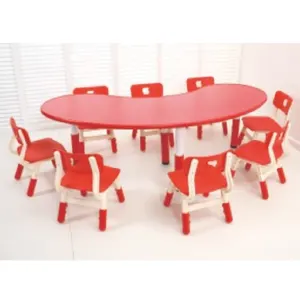 Factory Selling Moon U-shape Round Jolly Kids Party Chairs Children's Table And Chair