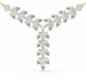 Collar con colgante de diamante talla pera en forma de Y, de oro macizo de 14K, con diseño de enredadera botánica, colgante colgante en cascada, de diamante cultivado en laboratorio, llamativo y de alta joyería - Product Image 1