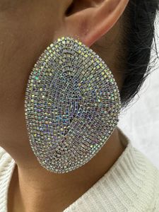 2025 New Arrival Đồ Trang Sức Thời Trang Punk Hip Hop Bông Tai Sang Trọng Đầy Đủ Kim Cương Pha Lê AB Vòng Lớn Vàng Chunky Lớn Bông Tai Bạc - Product Image 2