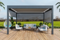 Vente en gros Design moderne Pergola bioclimatique Pare-soleil Toit à persiennes imperméable en aluminium avec moteur Bois naturel traité sous pression