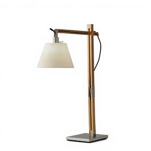 Adjustable Height Modern Wood Floor Lamp White Fabric Shade LED Warm White <b>Light</b> E26/E27 Base Indoor Hotel <b>Lounge</b> Task Lighting - Product Image 1