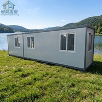 Maison conteneur préfabriquée mobile extensible de 40 pieds, moderne et résistante aux intempéries, installation rapide pour chantier hôtelier