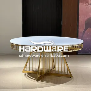 Round Golden Serpentine Party Table For Wedding Events