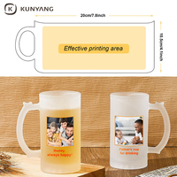 Prix d'usine 460ml 16oz Tasses à bière en verre mat de sublimation Grand logo personnalisé Tasses à bière en verre avec poignée
