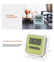 Temporizador Digital de Cocina con Pantalla LCD Grande, Cuenta Regresiva/Ascendente, de Plástico Ecológico, para Cocina, Laboratorio, Estudiantes, con Batería AAA, 99min