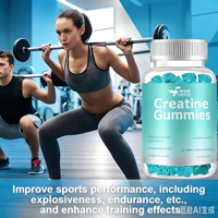Gummies de créatine monohydrate 100 % véganes au goût naturel de myrtille OEM, 3000 mg de créatine et protéines, compléments alimentaires
