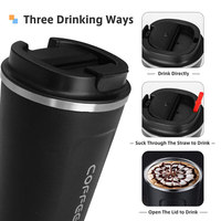 Mug à café thermique anti-fuite de 510 ml, tasse à bulles de thé, gobelet de voyage en acier inoxydable écologique, isolé sous vide, personnalisé pour le bureau