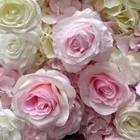 Maßgefertigte Handgemachte Hochzeitsdekoration Muttertag Rosa Große Seidenrosen-Blumenköpfe Blumenwände Hintergrundpaneel 3D-Rollenstoff Künstliche Blumen