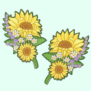 New Arrival <strong>Sunflowers</strong> <strong>Embroidered</strong> Patches Wholesale Heat-cut Shape Iron on Decoration Custom Flower Embroidery Patch <strong>Sunflowers</strong> - Product Image 1