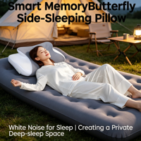 Oreiller intelligent en mousse à mémoire de forme avec sonores de bruit blanc intégrés sous l'oreiller pour application corporelle, couleur blanche