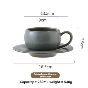 Tasses à café en terre cuite rustique, tasses et soucoupes à café glacé japonais faites à la main, tasses à café en céramique pour latte art européennes - Product Image 6