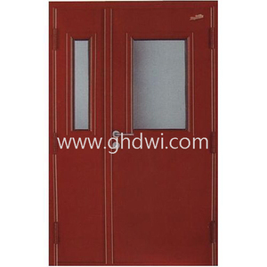 Porte <span class=keywords><strong>à</strong></span> double porte intérieure en acier coupe-feu de 3 'x 7' avec barre de poussée - Product Image 3