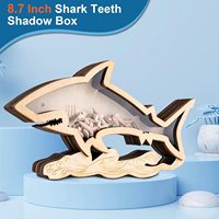 Support de présentation en bois pour dents de requin, artisanat en bois, boîte de rangement pour fossiles faite à la main, décoration sur le thème des requins de plage, cadeau pour collectionneurs