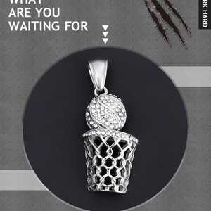 Fabricante de Joyería, Collares de Baloncesto con Diamantes CZ para Hombre y Mujer, Collares Deportivos Creativos de Hip Hop, Cadena para Colgante - Product Image 3
