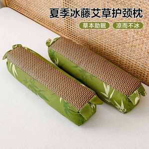 Coussin en rotin d'armoise d'été 40x10cm, soutien ferme du cou, aide au sommeil pour les dormeurs sur le dos, pack simple ou double - Product Image 2