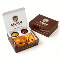 Boîte à hamburger personnalisée en gros, emballage alimentaire écologique pour poulet frit, frites et sauce à emporter