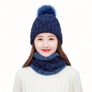 Thick Knitted Women's <b>Winter</b> Wild Plus Fluffy Line Suit New Warm <b>Winter</b> <b>Hat</b> Scarf Set Knit - Product Image 2