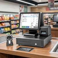 Système de point de vente 15 pouces optimisé pour les restaurants avec 8 ports USB et écran de commande tactile 1024x768
