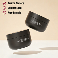 Pot cosmétique en PP noir de 200g 300g, à large ouverture, en plastique, à fond rond, pour crème, beurre corporel et cheveux