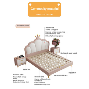 편안한 등받이와 인기있는 디자인 현대 가죽 침대 도매 가격 사용자 정의 크림 화이트 킹 사이즈 어린이 침대 소년 - Product Image 3