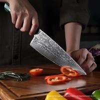 Couteau de cuisine Santoku de style japonais de 8 pouces, manche tranchant en damas, coupe-viande pointu, design de nouveauté