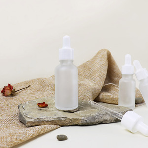 Envase Cosmético, Botella de Vidrio con Gotero de 1 oz, 30 ml, 60 ml, 100 ml, Botella de Vidrio Esmerilado con Gotero de Anillo Blanco - Product Image 5