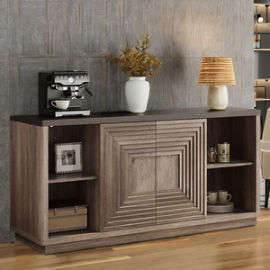 Oem lớn rãnh gỗ lưu trữ tủ cửa trượt sideboard tự chọn credenza cho trang trại khách sạn cà phê Bar hoặc phòng khách - Product Image 4